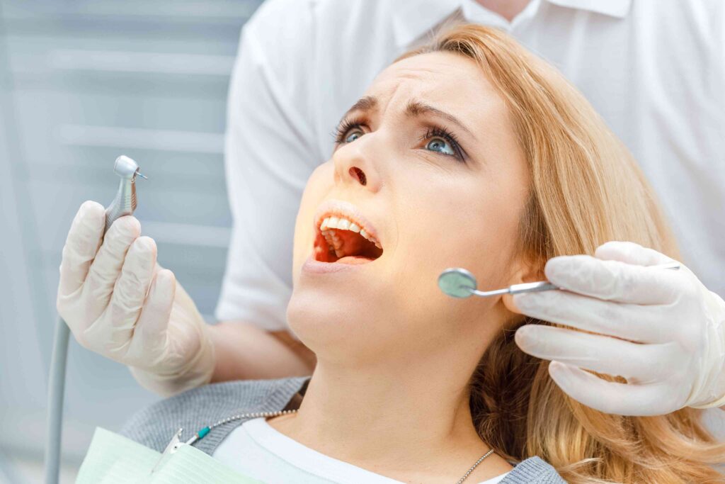 Patient receiving dental treatment.